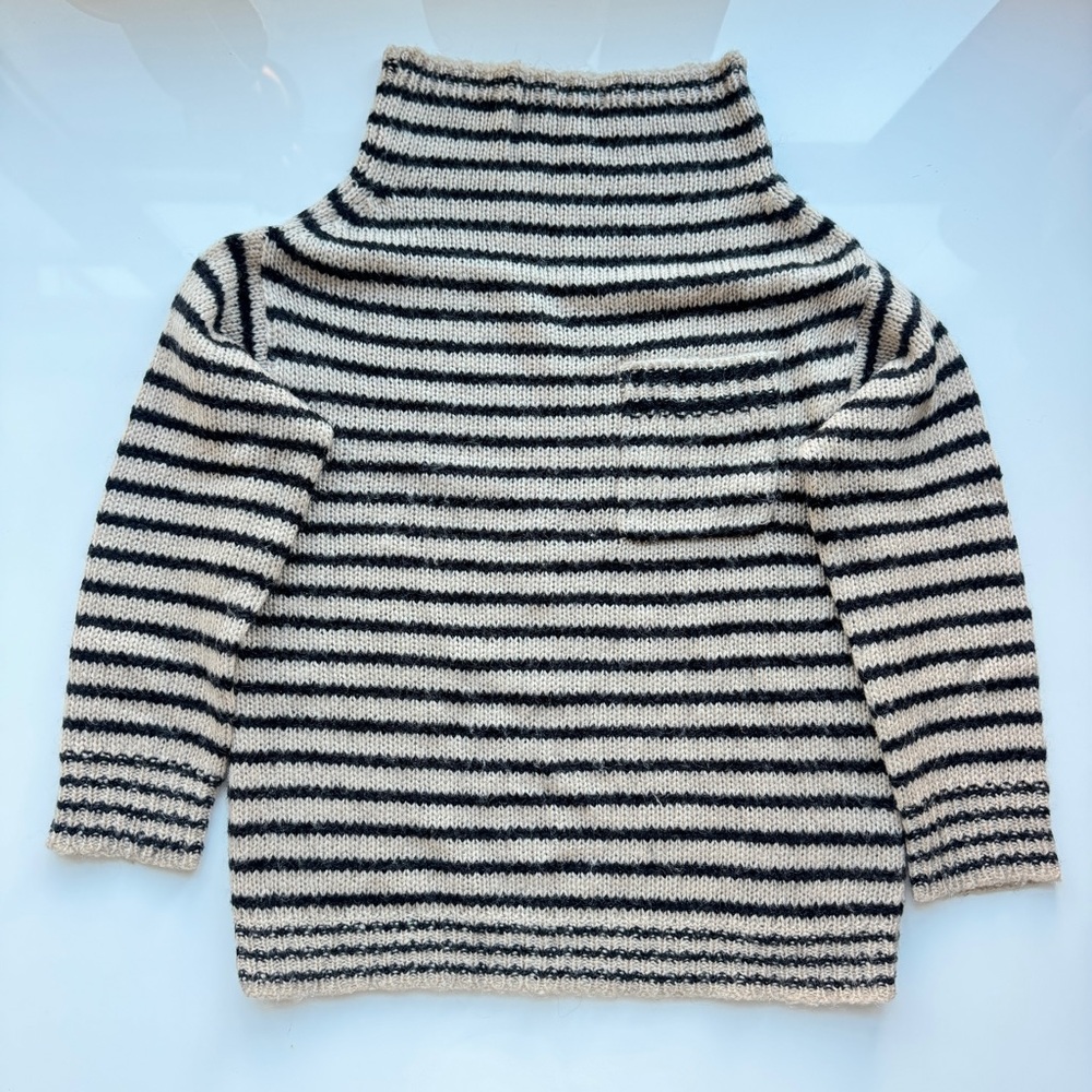 Oversized Madewell Striped Black & Cream Knit Sweater